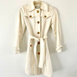 Banana Republic Off White Ivory Cream Belted Trench Coat in XS